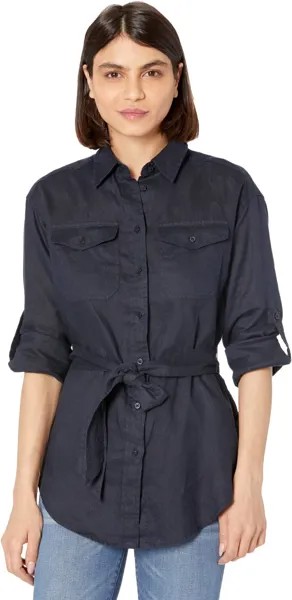 Рубашка LAUREN Ralph Lauren Petite Belted Linen Shirt, цвет Lauren Navy