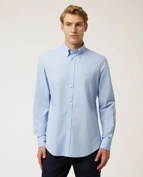 Однотонная мужская рубашка светло-синего цвета Harmont&Blaine, светло-синий