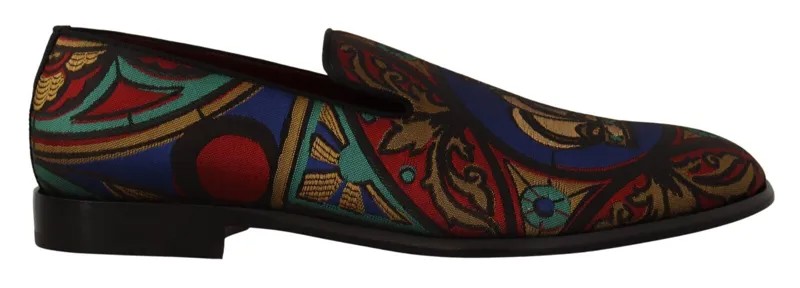 DOLCE - GABBANA Обувь Лоферы Разноцветные жаккардовые тапочки с короной Мужские EU43 / US10