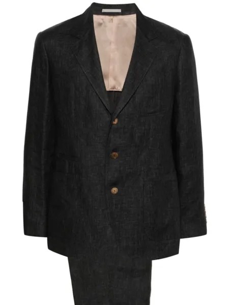 Brunello Cucinelli меланжевый костюм с однобортным пиджаком, серый