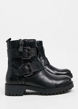 Черные кожаные ботинки Rule London-Черный