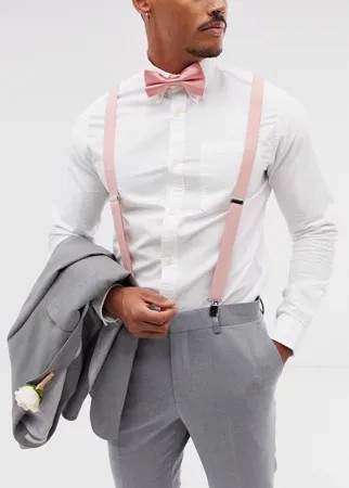 Подтяжки и галстук-бабочка розового цвета ASOS DESIGN Wedding-Розовый