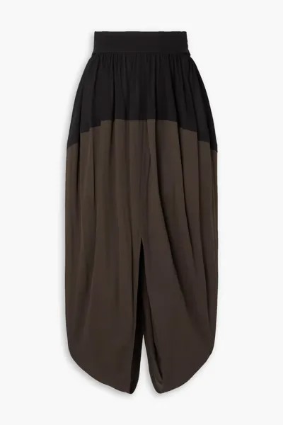 Двухцветная юбка миди со сборками из вуали Proenza Schouler, черный