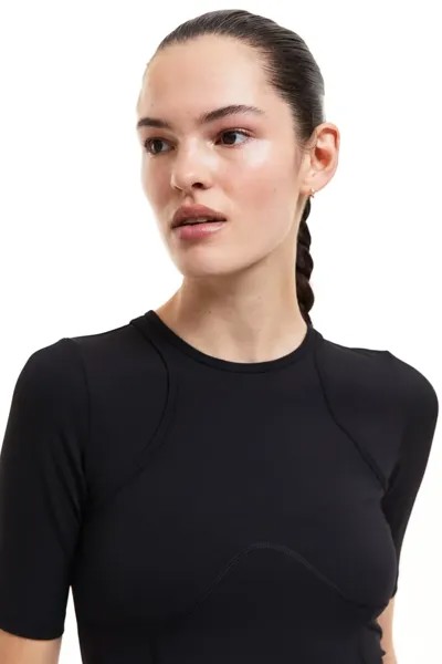 Спортивная блузка drymove с открытой спиной H&M, черный
