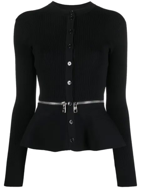 Alexander McQueen кардиган с молнией и баской, черный