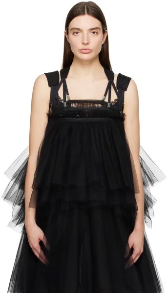 Черный многоярусный топ на бретельках Noir Kei Ninomiya