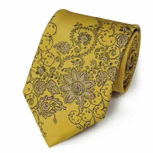 Галстук Christian Lacroix, натуральный шелк, широкий, для мужчин, горчичный