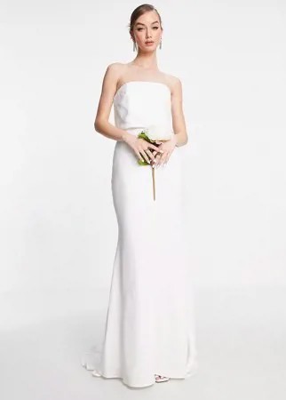 Атласное свадебное платье-бандо ASOS EDITION Evelyn-Белый