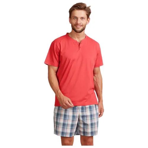 Пижама мужская с шортами KEY MNS 410 A22, Красный + серый, XL