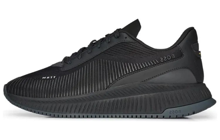 Кроссовки BOSS Logo-plaque Panelled Sneakers, черный