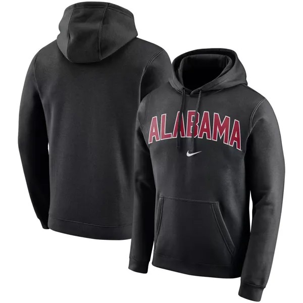 Мужской черный флисовый пуловер с капюшоном и v-образным вырезом Alabama Crimson Tide Arch Club Nike