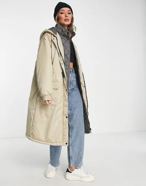 Стеганая гибридная парка с камнем ASOS DESIGN