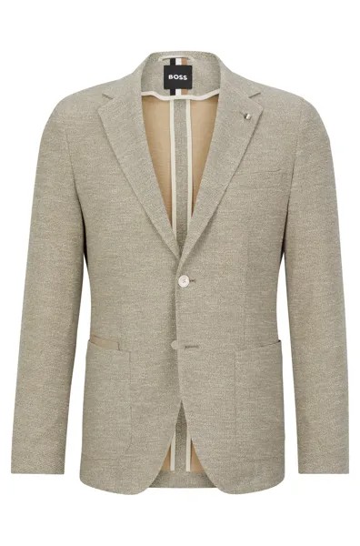 Пиджак Hugo Boss Regular-fit In Micro-patterned Cloth, бежевый