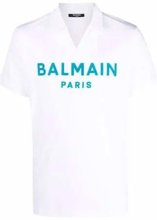 Balmain рубашка поло с фактурным логотипом