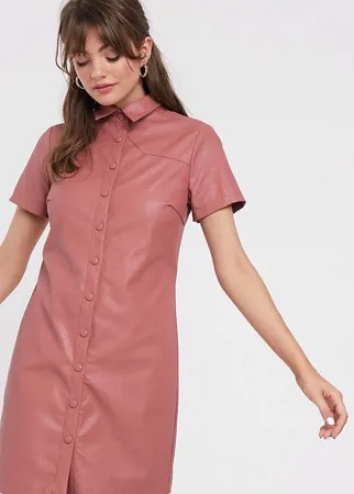 Платье-рубашка из искусственной кожи Glamorous-Розовый