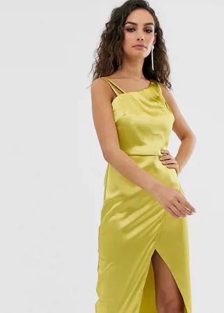 Атласное асимметричное платье Outrageous Fortune-Желтый