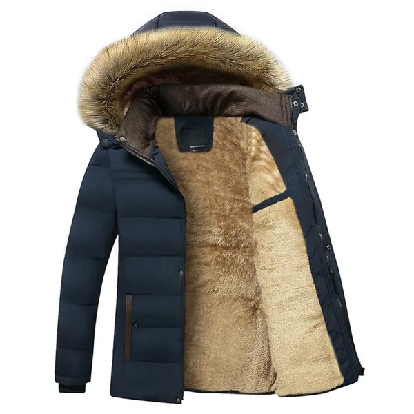 Мужская зимняя куртка, теплая Толстая флисовая парка, верхняя одежда, водонепроницаемые толстовки с меховым воротником, мужские пальто, 2021