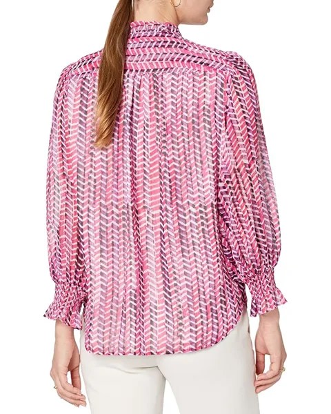 Блуза DKNY Long Sleeve Ruffled Blouse, цвет Hibscus/Violet Berry