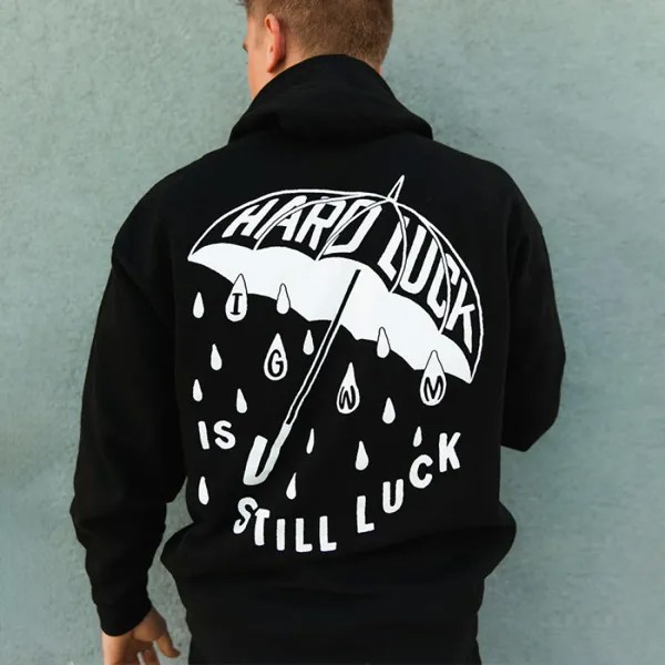 Мужская толстовка HARD LUCK с принтом и карманом повседневная
