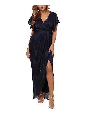 BETSY - ADAM Женское деловое платье темно-синего цвета с высоким разрезом и юбкой-тюльпаном на подкладке 4