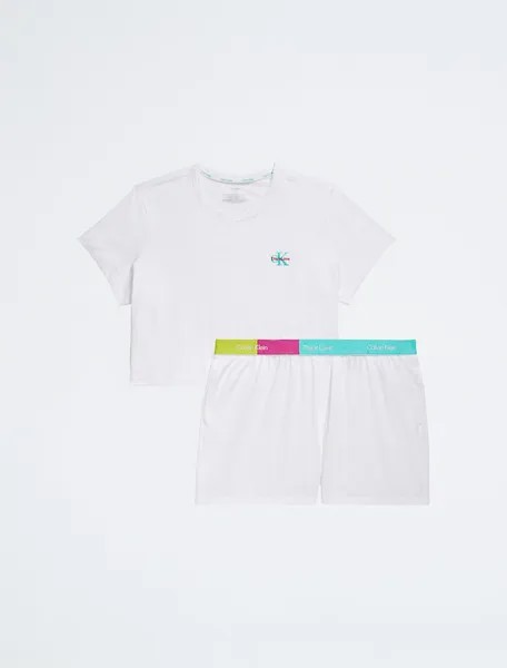 Комплект Calvin Klein Pride This Is Love Plus Size Sleep T-Shirt + Shorts Set, 2 предмета, белый