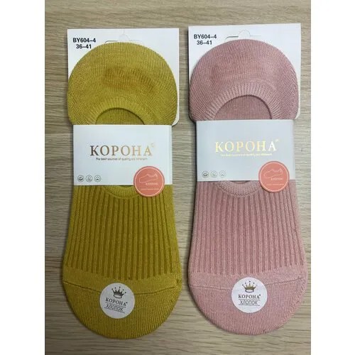 Подследники Корона, комплект, 2 пары, размер 36-41, розовый, горчичный