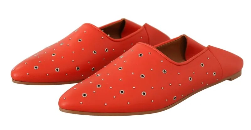 Обувь SEE BY CHLOE Оранжевые кожаные шлепанцы с люверсами Мокасины на плоской подошве EU38 / US7,5 $400