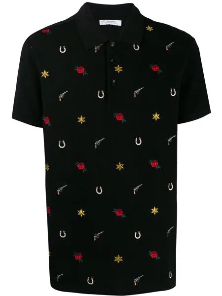 Versace Collection рубашка-поло с вышивкой