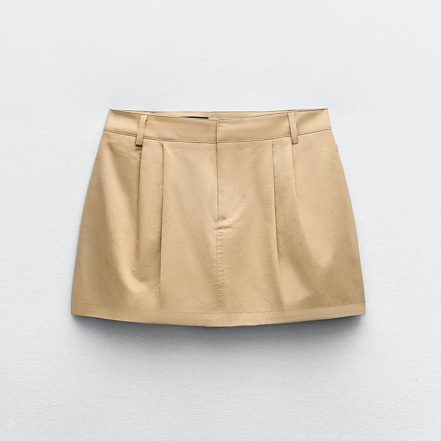 Юбка-мини Zara Pleated, желто-коричневый