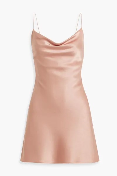 Платье мини из атласного крепа с драпировкой Harmony Alice + Olivia, розовое золото