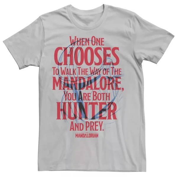 Мужская футболка «Звездные войны: Мандалорец: ты и охотник, и добыча» Star Wars, серебристый