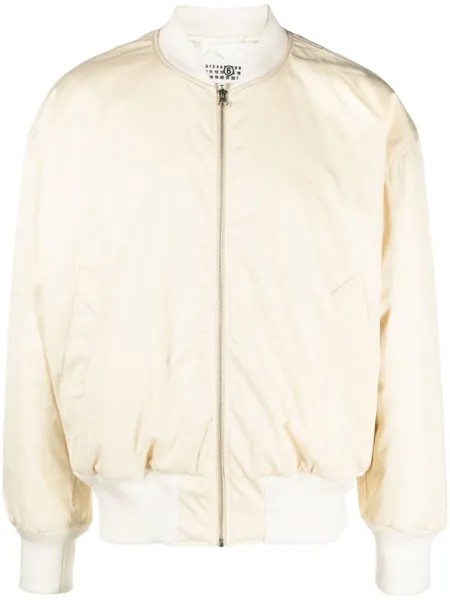 MM6 Maison Margiela бомбер с вышитым логотипом, нейтральный цвет