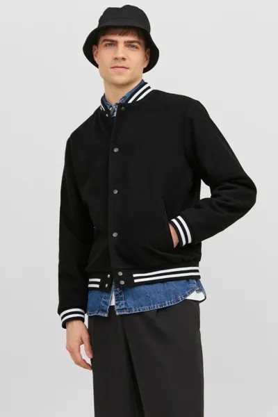 Шерстяной бомбер Jack & Jones, черный