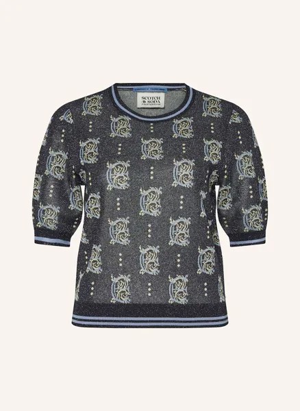 Вязаная рубашка из блестящей пряжи Scotch & Soda, синий