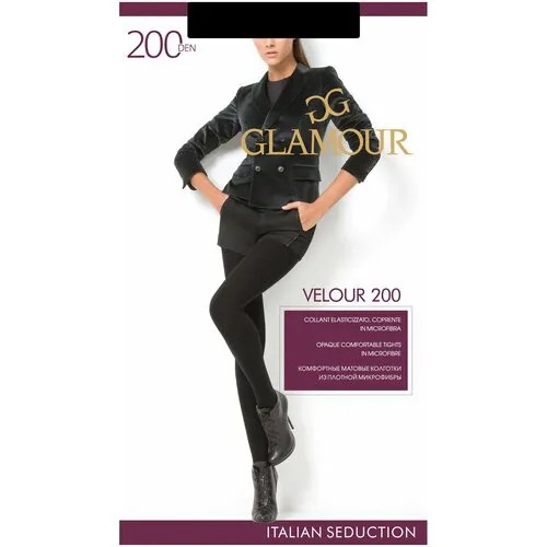 Колготки Glamour, 200 den, размер 2, черный, мультиколор