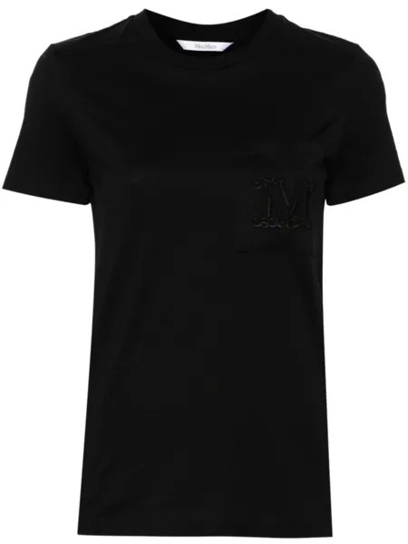 Max Mara футболка с вышитым логотипом, черный