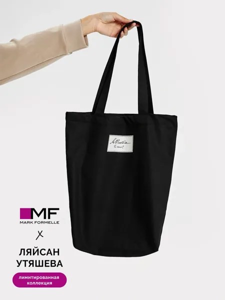 Сумка-шопер черная с печатью