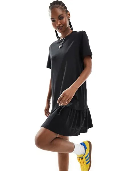 Черное трикотажное мини-платье с заниженной талией Monki