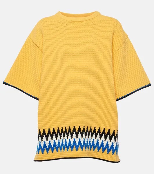 Футболка из хлопкового джерси с жаккардовой отделкой Jil Sander, черный
