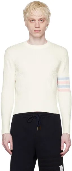 Белый свитер с 4 полосками Thom Browne