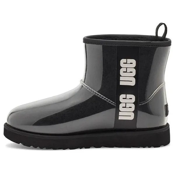 Кроссовки (WMNS) UGG Classic Clear Mini Large LOGO Fleece Lined Black, черный