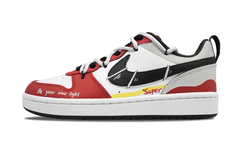 Кроссовки Nike Court Borough Skateboarding Shoes Women's Low-top White/gray, красный
