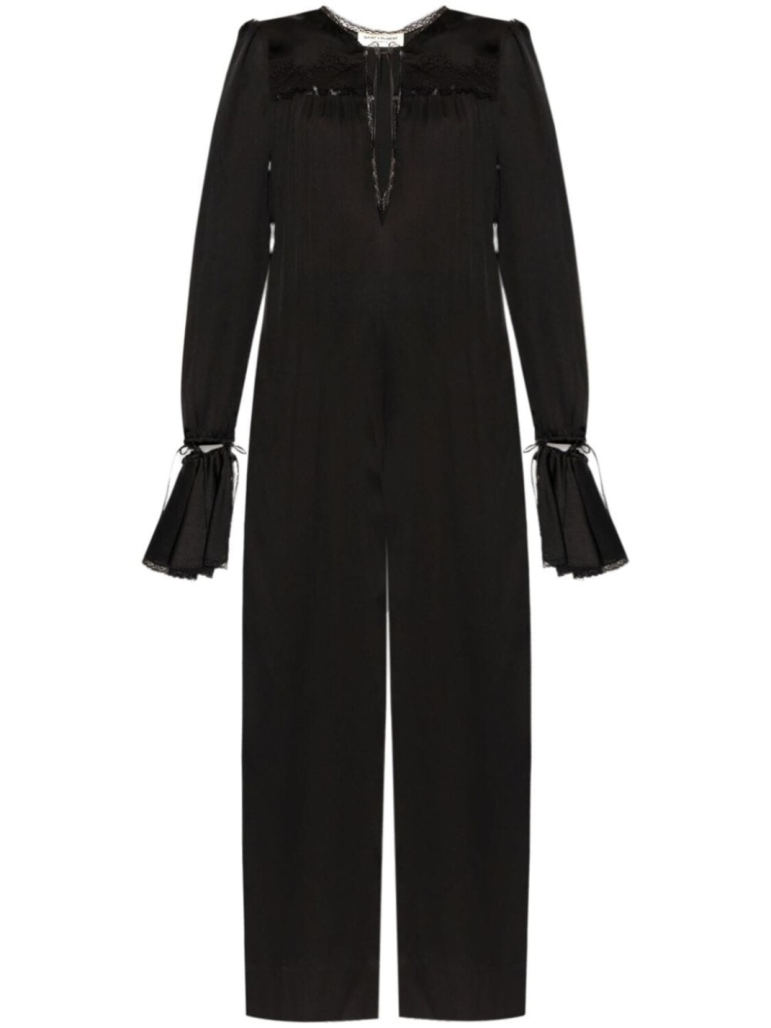Комбинезон Saint Laurent с длинными рукавами и завязками, черный