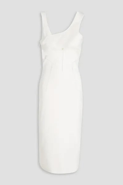 Платье миди эластичной вязки с тюлевой отделкой HERVÉ LÉGER, белый