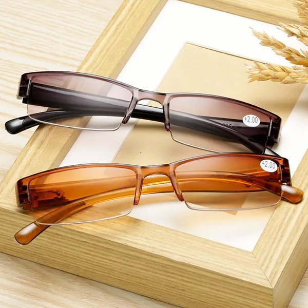 Квадратные очки для чтения Мужчины Без оправы Женщины Ультра-легкая оправа Меньше очков