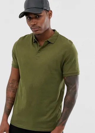 Поло цвета хаки из органического хлопка ASOS DESIGN-Зеленый цвет