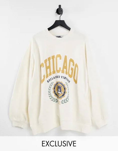Свитшот в стиле унисекс цвета экрю Reclaimed Vintage Inspired-Белый