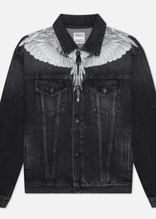 Мужская джинсовая куртка Marcelo Burlon Wings Stonewash Slim Denim, цвет чёрный, размер M