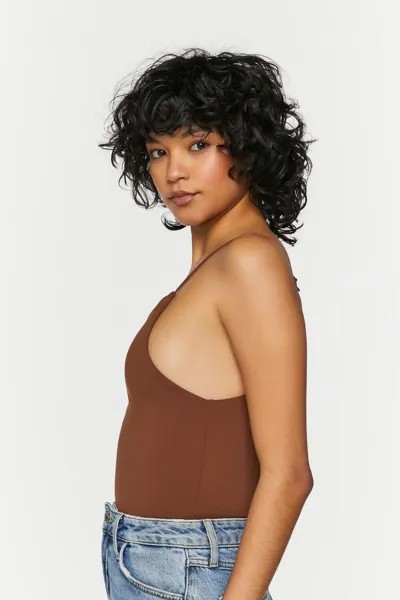 Боди Contour с высоким вырезом Forever 21, шоколадный