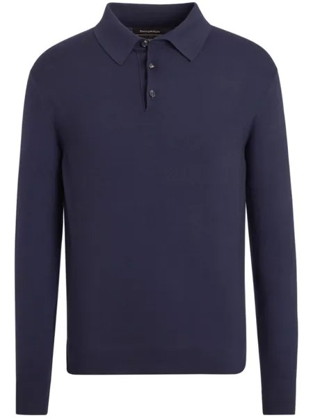 Zegna рубашка поло с длинными рукавами, синий